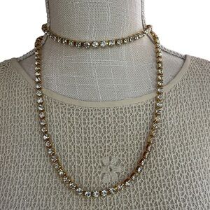 Signed Noir Xtra Long Gold-Tone Crystal Chain Necklace